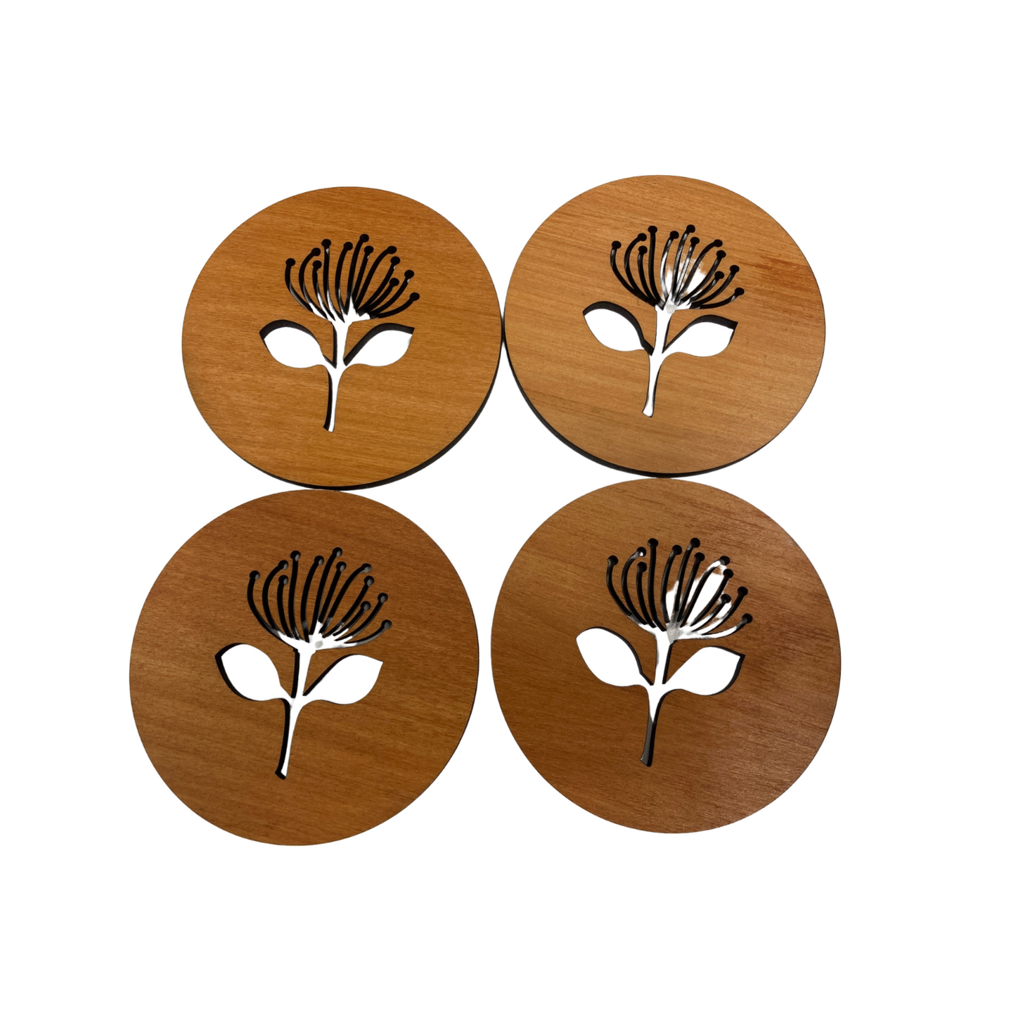 Rimu Veneer Coasters (Set of 4) Pohutukawa