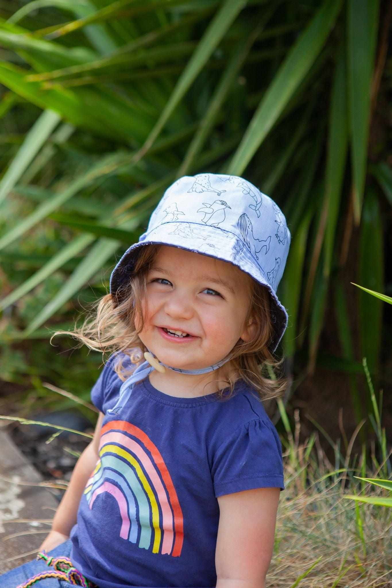 Kids Bucket Hat OGs Moana Road - Denim Blue/Black - hellokiwi