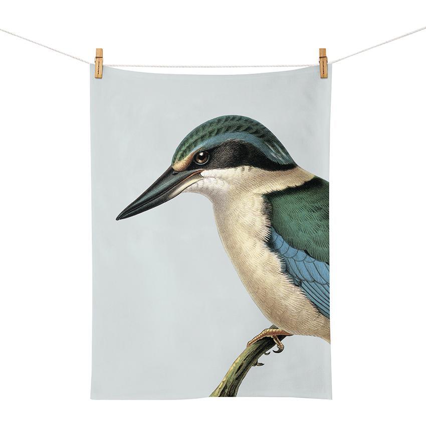 NZ Tea Towel - Hushed Blue Kingfisher Homeware - kitchenware