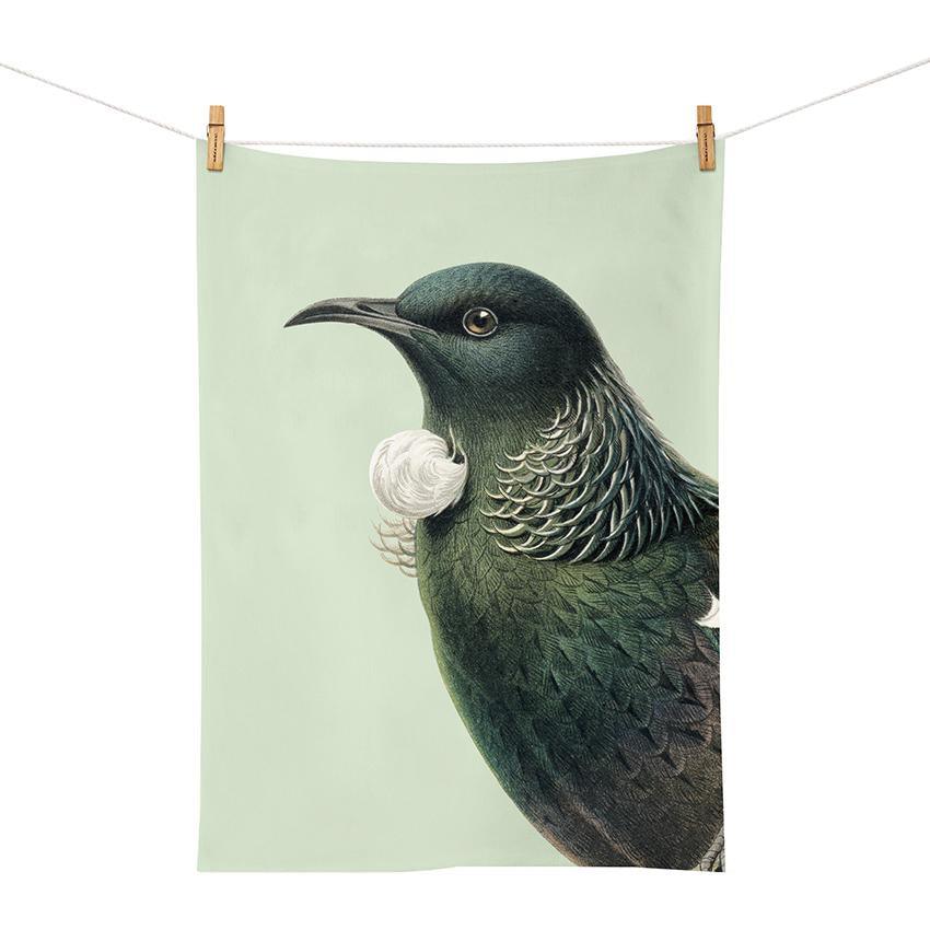 NZ Tea Towel - Hushed Green Tui Homeware - kitchenware