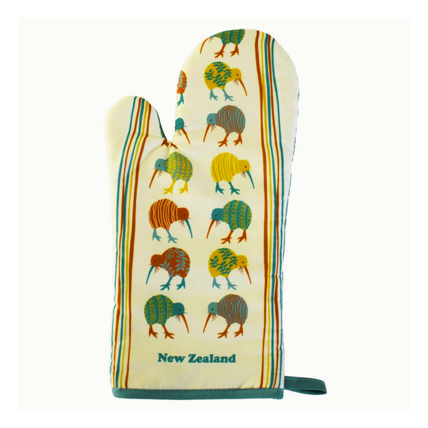 Carnival Kiwi Oven Glove with kiwi bird design and 'New Zealand' text on a white background