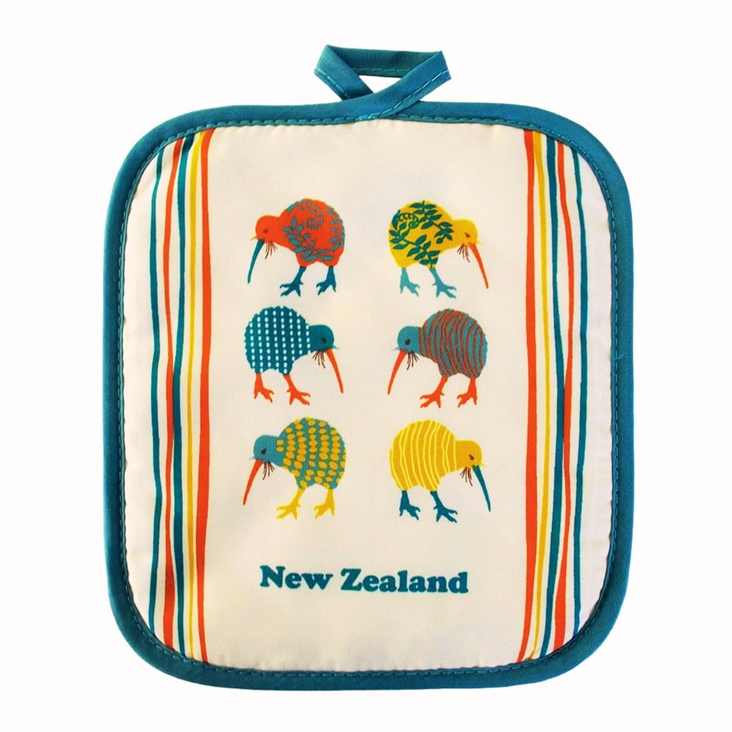 Carnival Kiwi Potholder with kiwi bird design and 'New Zealand' text on a white background