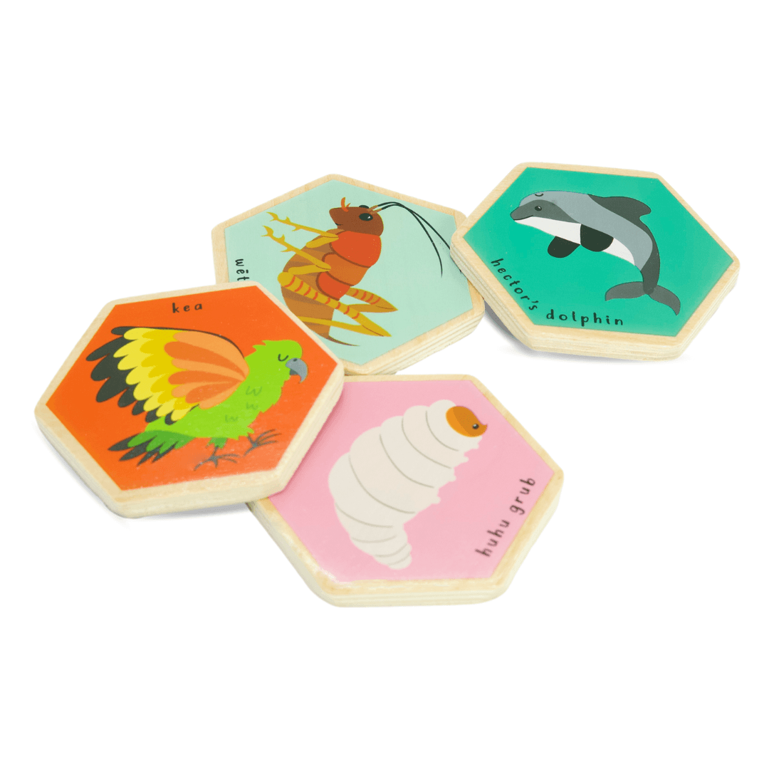 Wooden Tile Memory Game - NZ Wildlife Theme