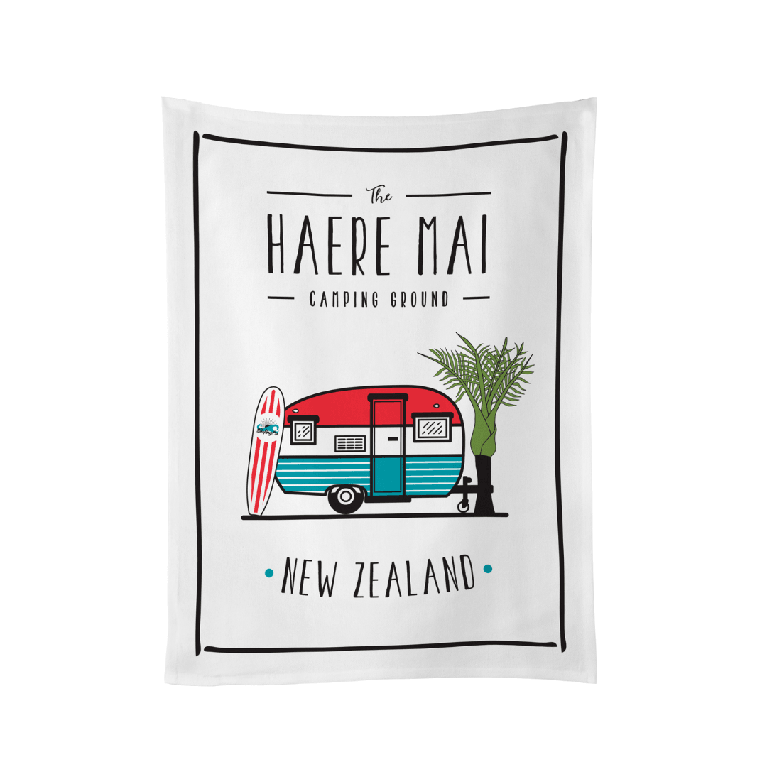 Tea Towel Moana Road - Haere Mai Camping