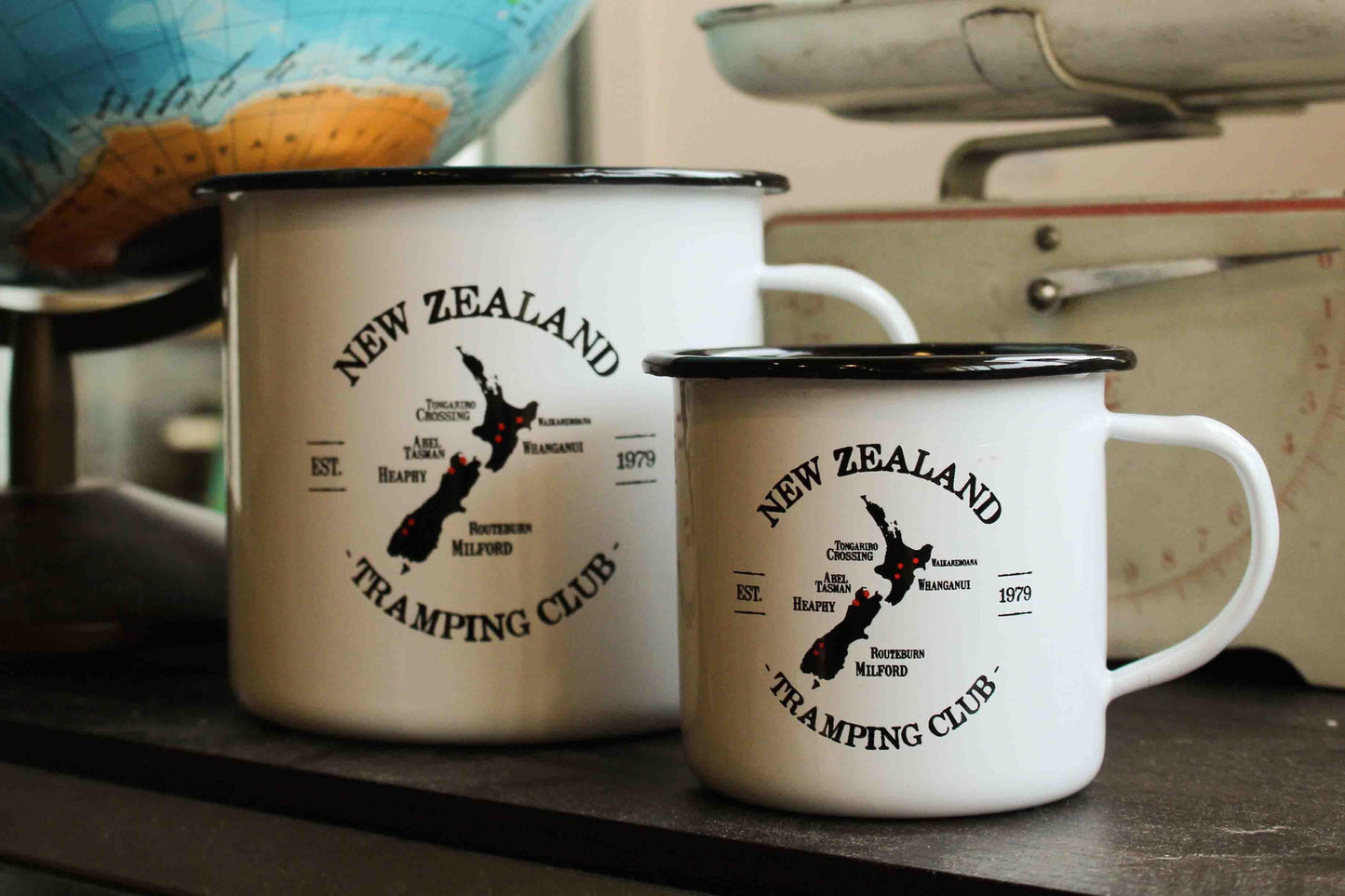Mug Enamel Moana Road Large - Haere Mai Green - hellokiwi