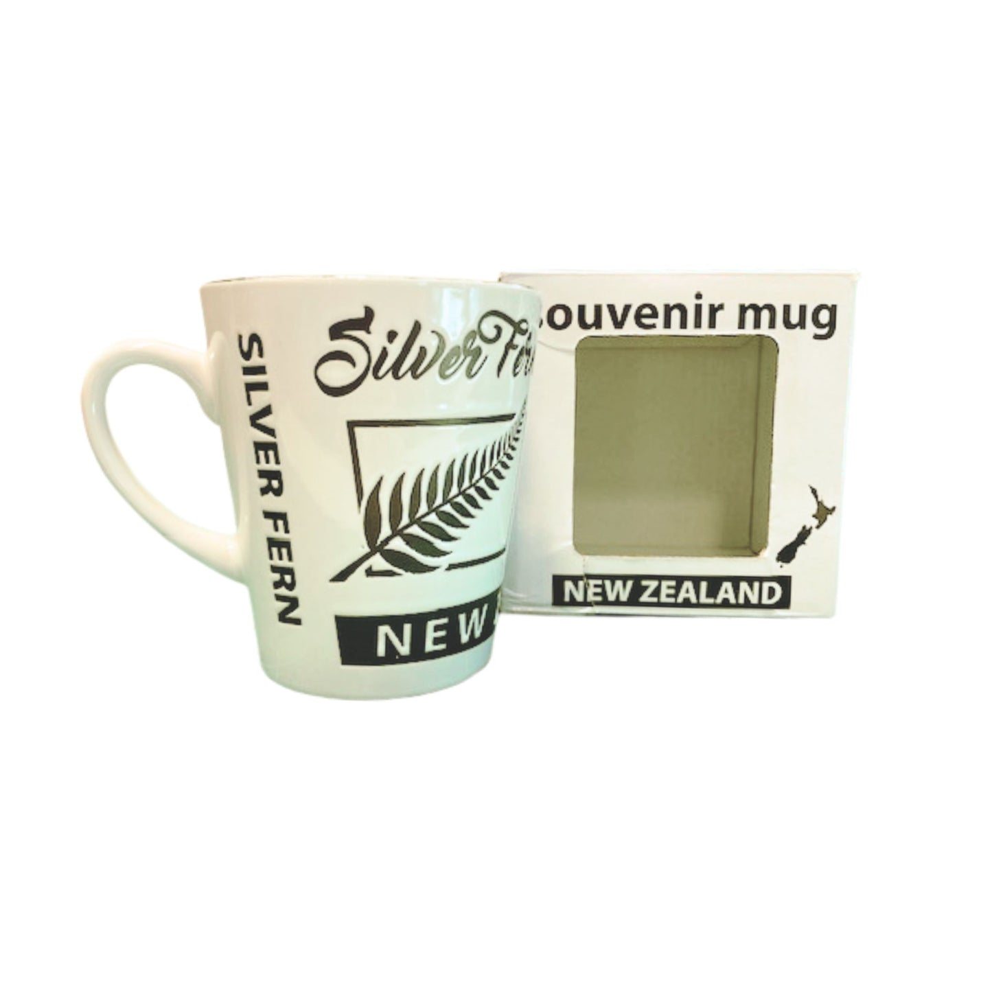 Coffee Mug Cup - White NZ Map & Kiwi