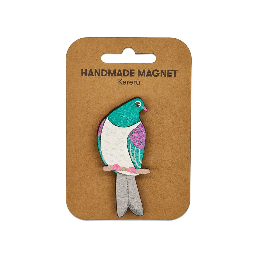 Handcrafted Kereru wooden magnet