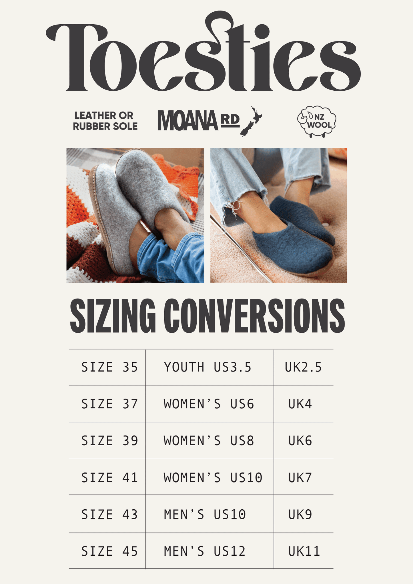 Toesties Moana Road Leather Sole - Navy