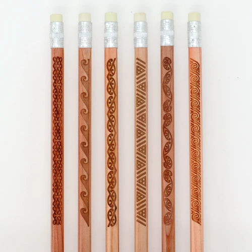 6 Maori Symbol Cedar Pencils