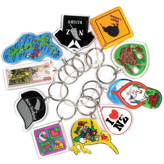 Keyring Assorted NZ 10PK Gifts - Key Rings, Badges & Magnets