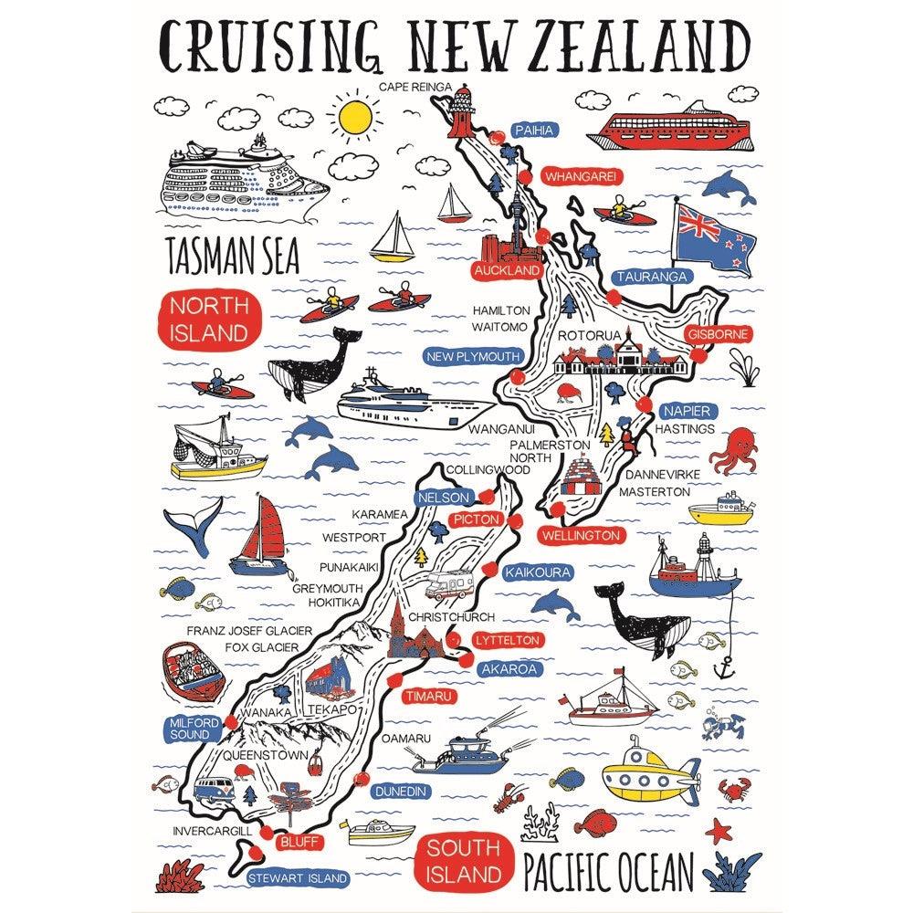 Tea Towel Cruising New Zealand Homeware - kitchenware