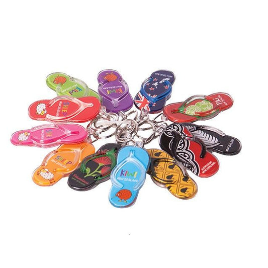 Keyring Acrylic NZ Jandal 12PK Gifts - Key Rings, Badges & Magnets
