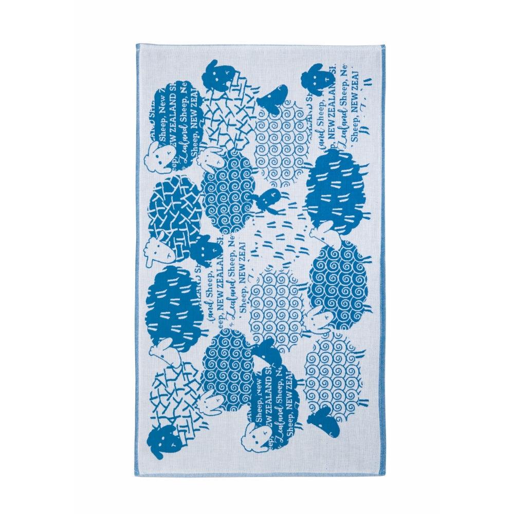 Tea Towel - Sheep Flock Blue Jacquard