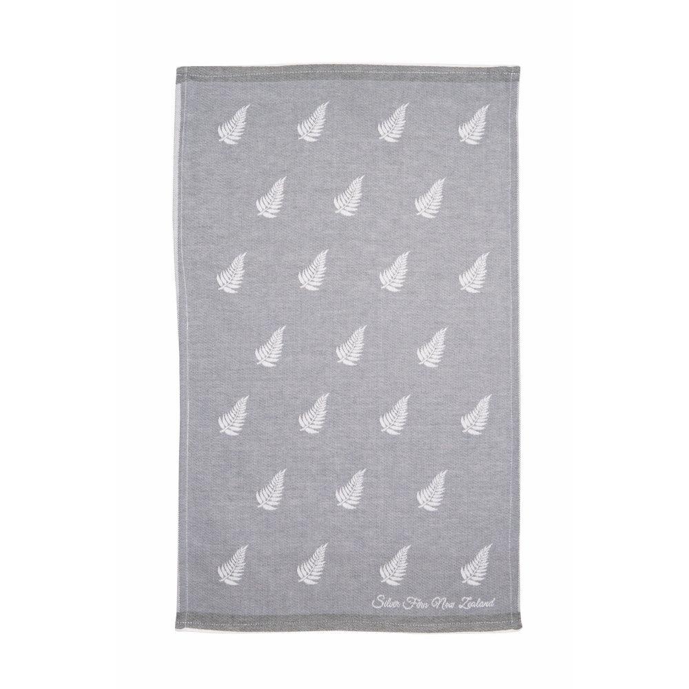 NZ Tea Towel - Fern Pattern Grey Jacquard Homeware - kitchenware