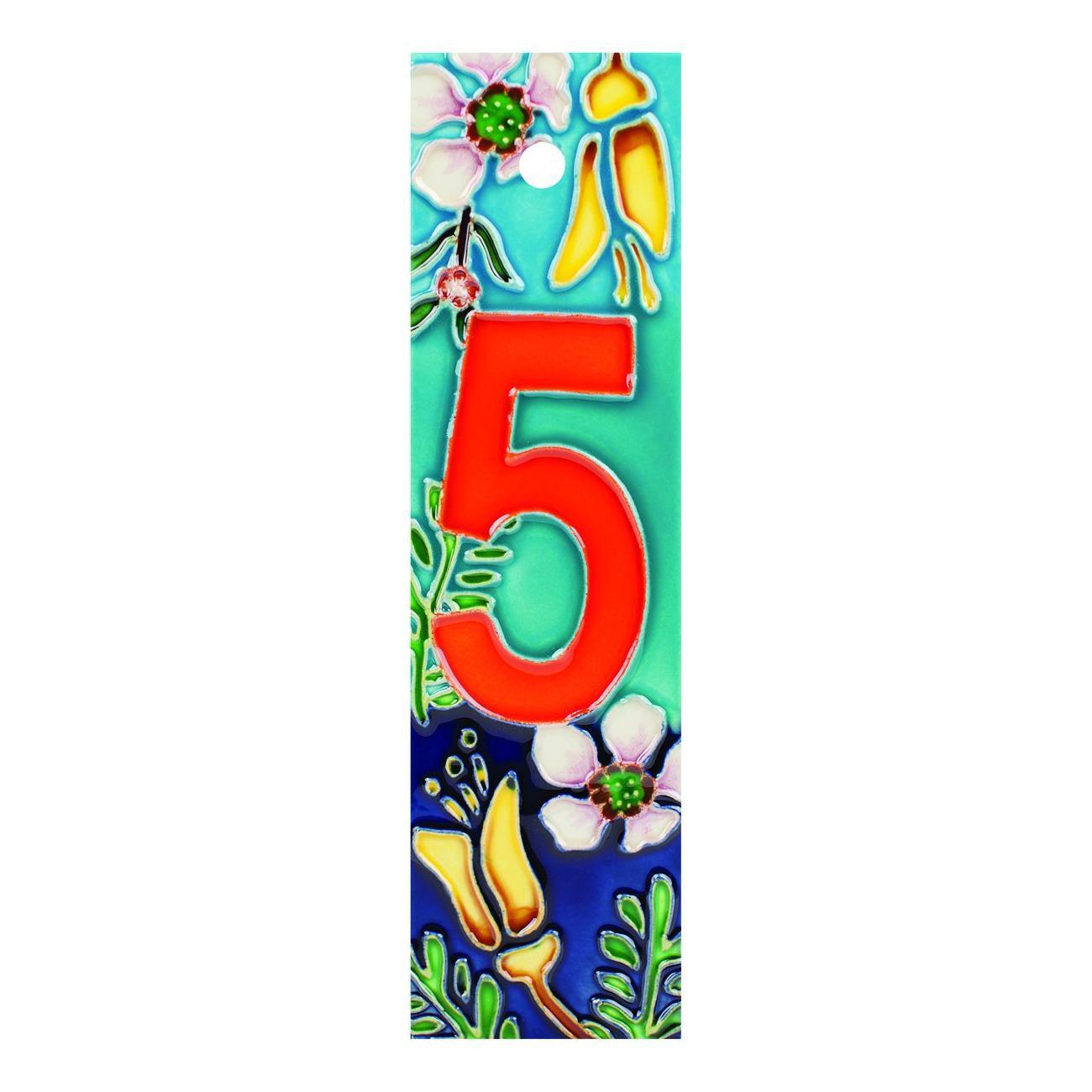 Ceramic Tile red Number 5