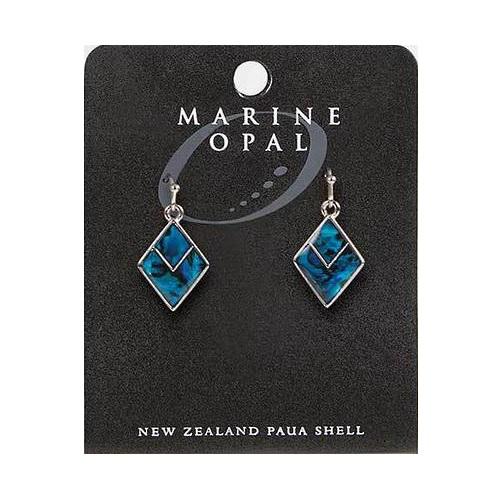Marine Opal Diamond with V Blue Paua Earrings Jewelry