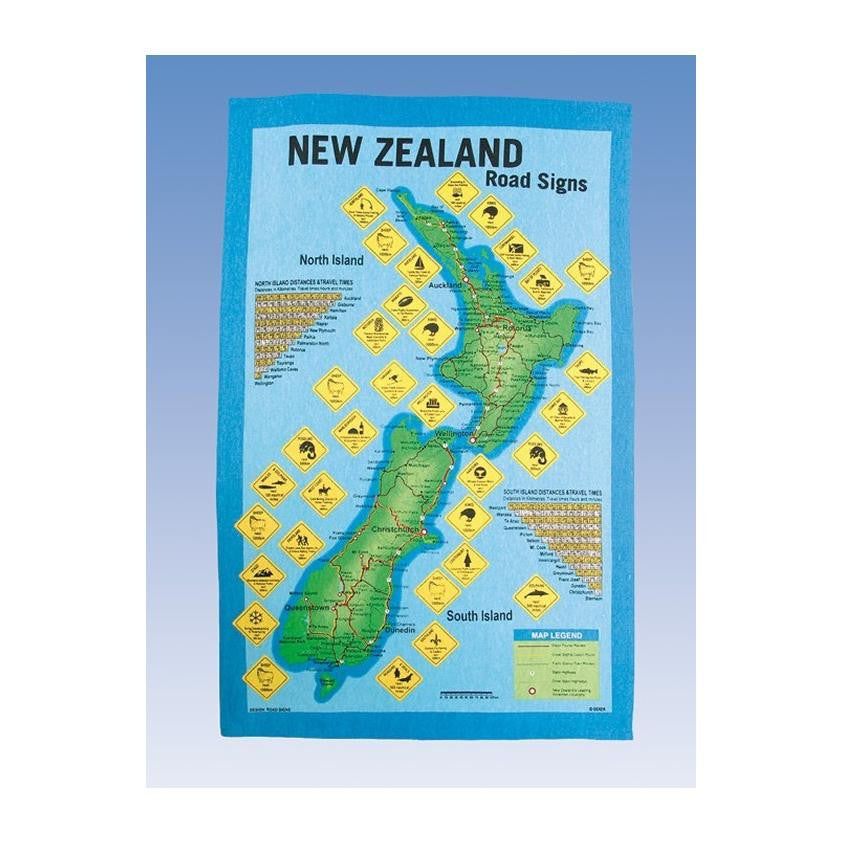 NZ Tea Towel - Road Sign Tea Towel Homeware - kitchenware