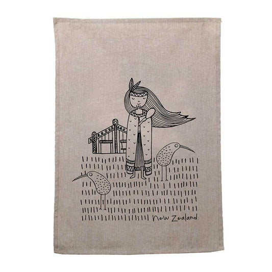 Karen Design NZ Tea Towel -Natural NZ Girl