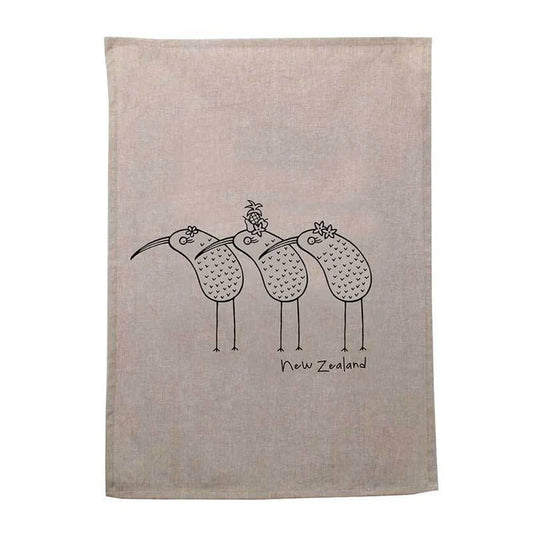 Karen Design NZ Tea Towel -Natural NZ Kiwis