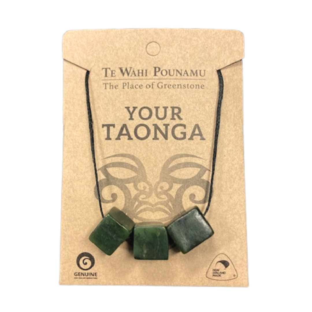 Greenstone Necklace - Your Taonga  - Three Bead Toru Nagget Pendant