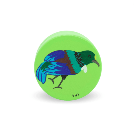 Green yoyo with a Tui bird design 