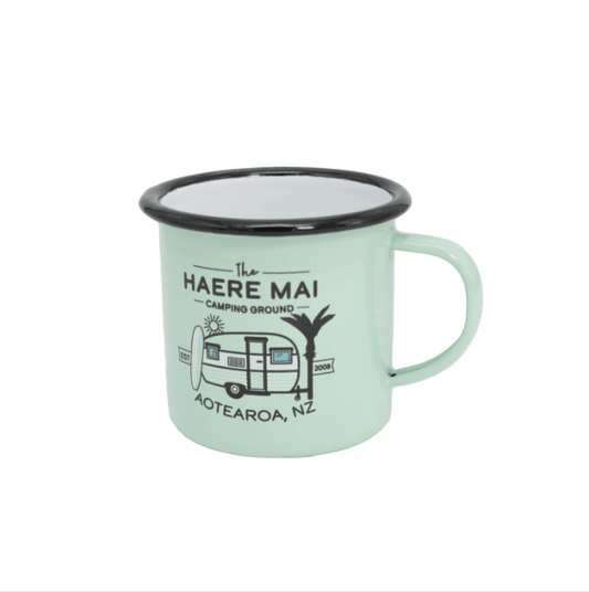 Enamel Travel Mug Cup - Moana Road Small - Haere Mai Green Homeware - kitchenware