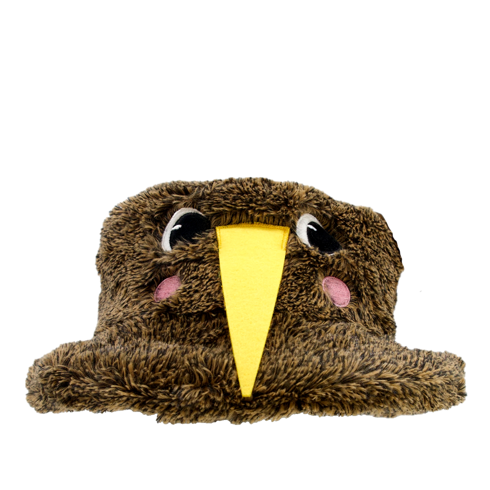 kiwi hat with a yellow beak on a white background