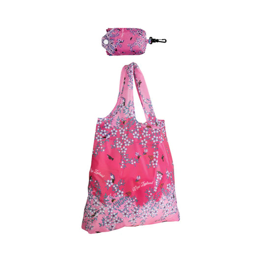Foldable Eco Bag-Manuka Flowers and Birds -pink