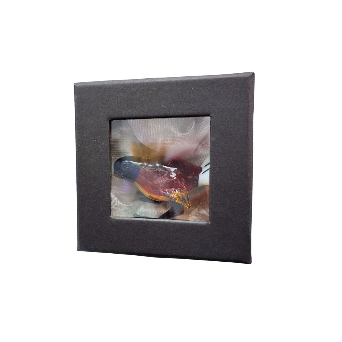 Glass figurine fantail in a black gift box