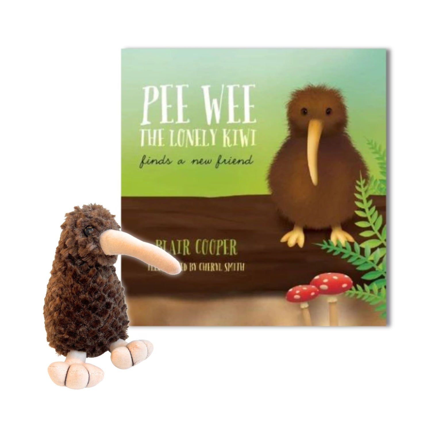 Kid's Book - Pee Wee The Lonely Kiwi with a free plush Kiwi toy Gifts - Books
