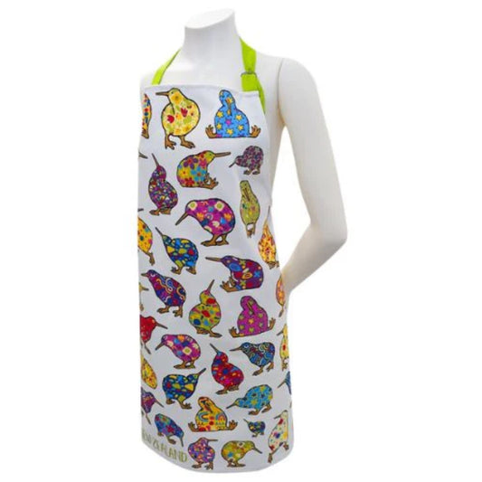 Colorful apron with kiwis pattern on a white background