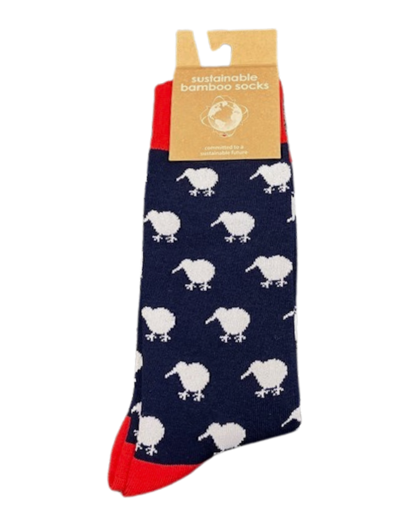 Kiwi Bamboo Socks - Navy/ Red