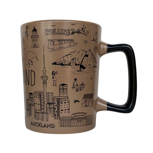 NZ Sketch Coffee Mug brown