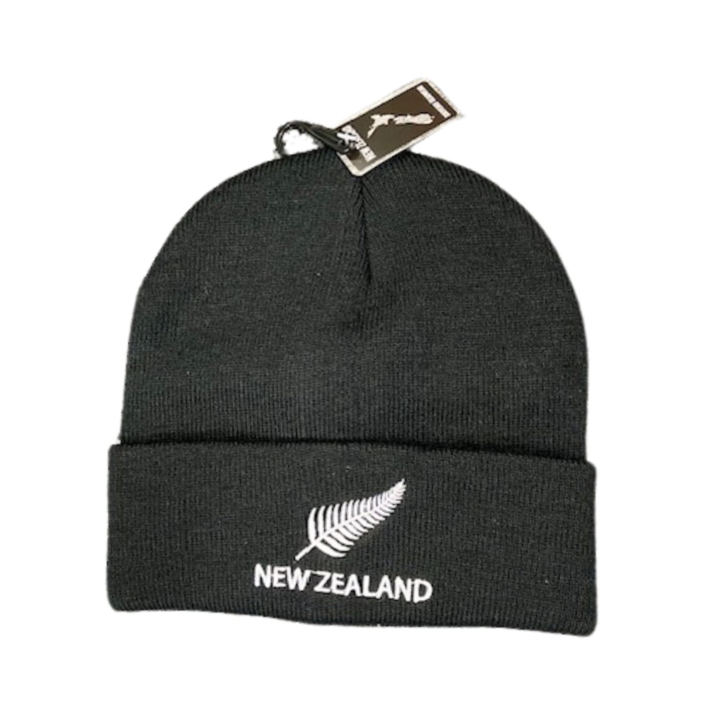 NZ Fern Beanie- Black Gifts - Hat, Beanie and Caps