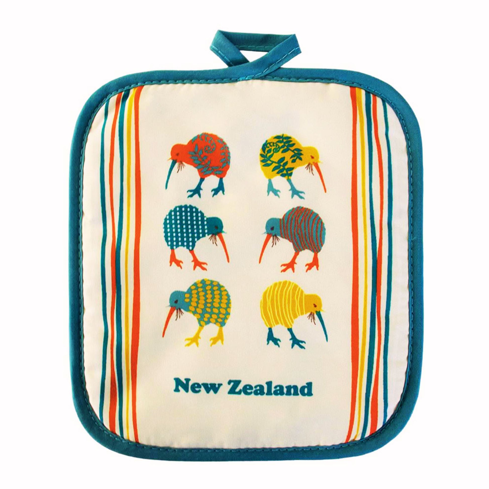 Carnival Kiwi Potholder with kiwi bird design and 'New Zealand' text on a white background