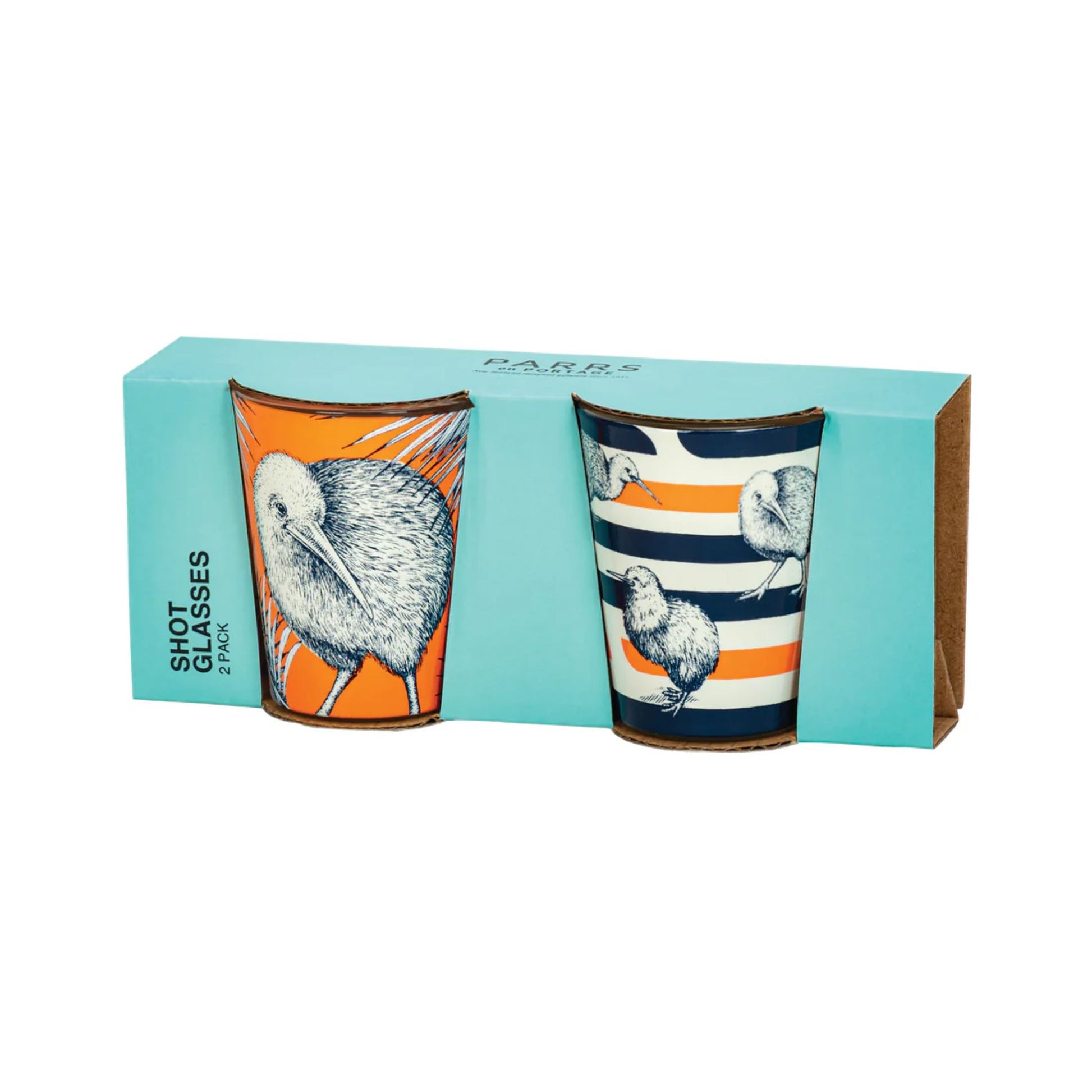Shot Glass Kiwi Stripe Set of 2 on a white background
