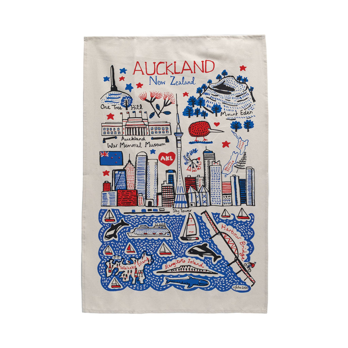 
Hallifax Julia Gash Cotton Tea Towel Aotearoa NZ on a white background