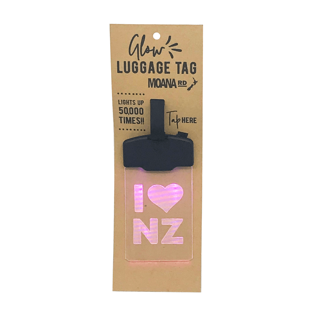 Glow Luggage Tag Moana Road - I Love NZ - hellokiwi
