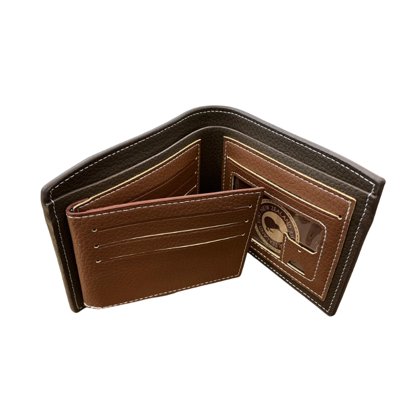 Brown leather wallet on a white background