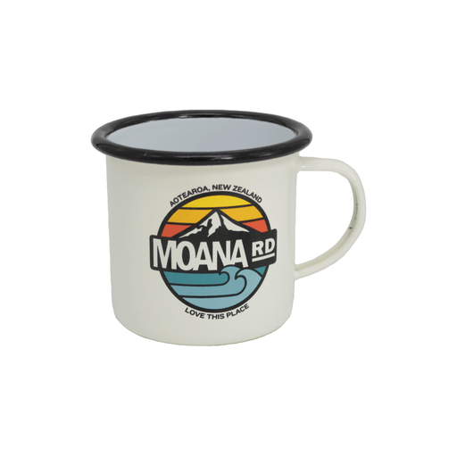 Enamel mug with Moana Road Logo