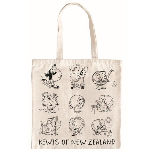 Cotton toat bag with images of kiwi birds.