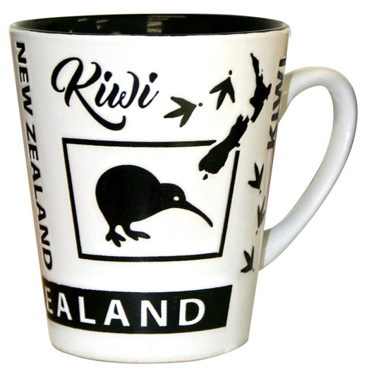Coffee Mug Cup - White NZ Map & Kiwi Homeware - kitchenware