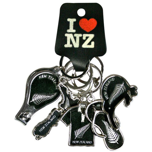 Key Rings Clipper Silver Fern- 5pk Gifts - Key Rings, Badges & Magnets