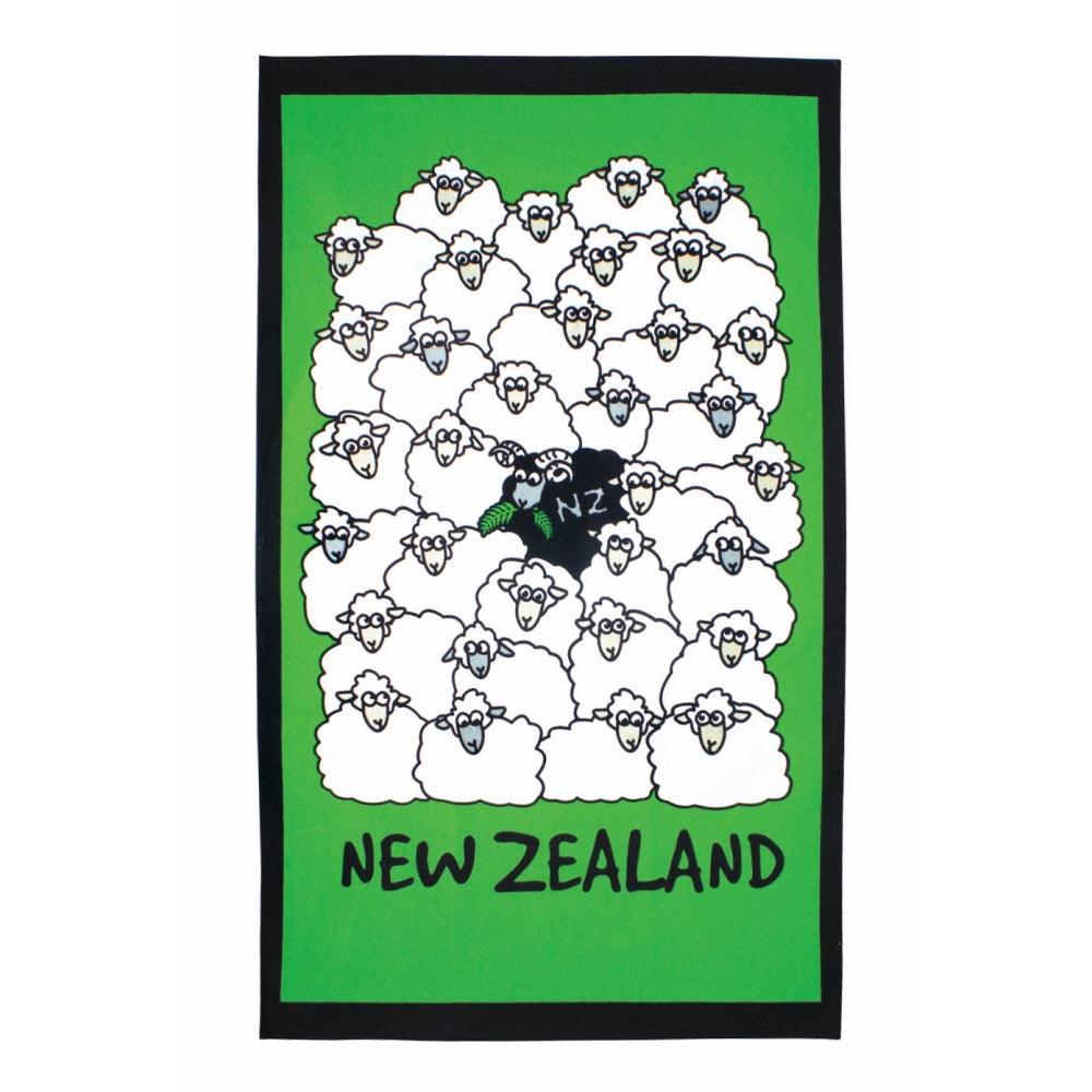 NZ Tea Towel - Cotton Black Sheep in Flock