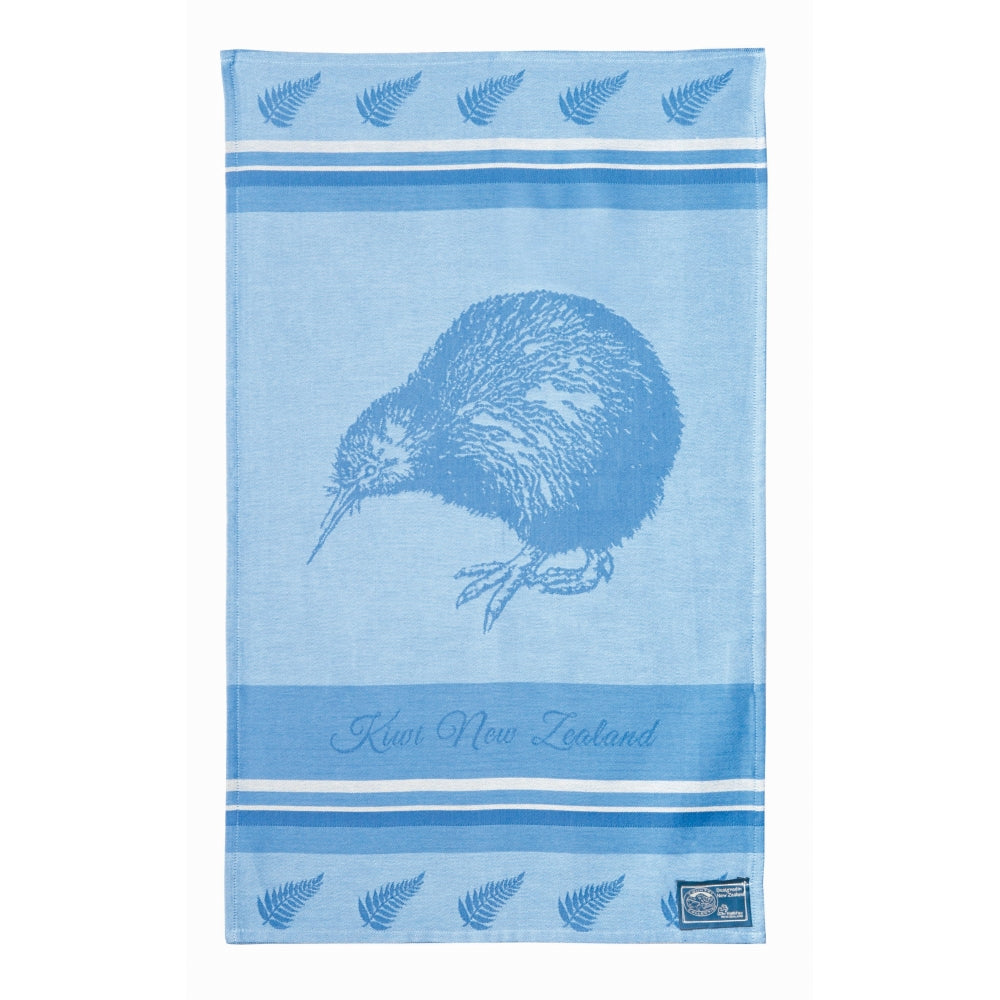 NZ Tea Towel - Kiwi NZ Blue Jacquard Homeware - kitchenware