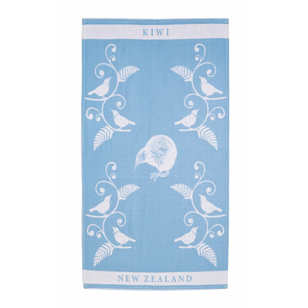 NZ Tea Towel - Kiwi & Tui Blue Jacquard Homeware - kitchenware