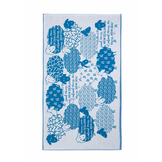 Tea Towel - Sheep Flock Blue Jacquard - hellokiwi