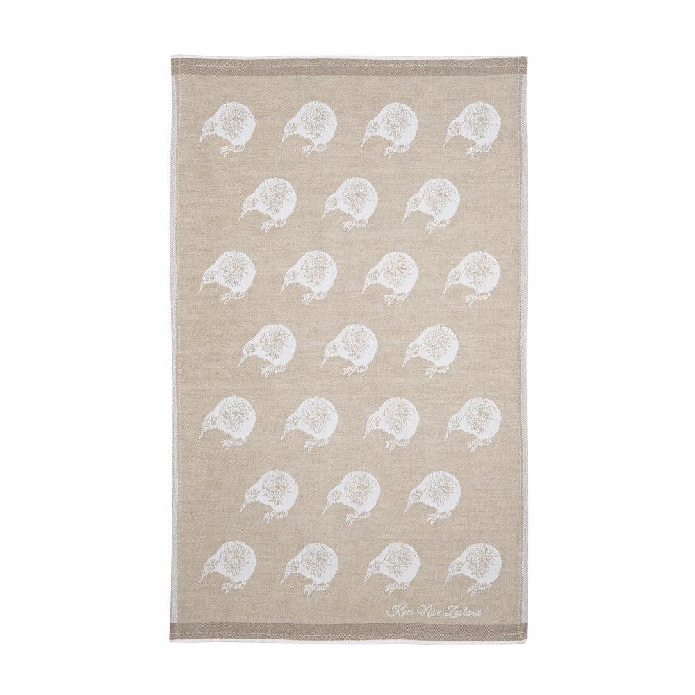 Tea Towel - Kiwi Pattern Brown Jacquard - hellokiwi