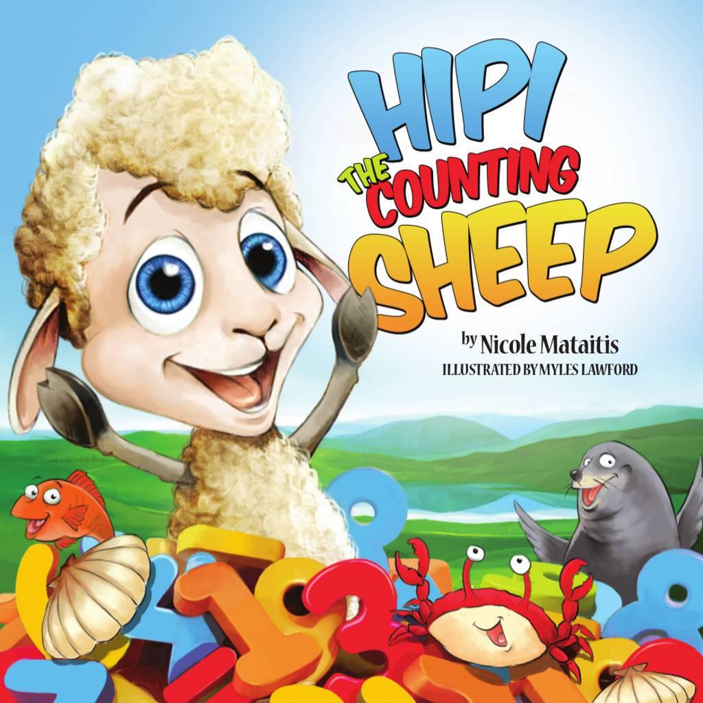 Hipi the counting sheep book with lamb smiling with numbers.