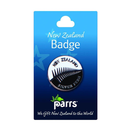 Badge Silver Fern Round Gifts - Key Rings, Badges & Magnets